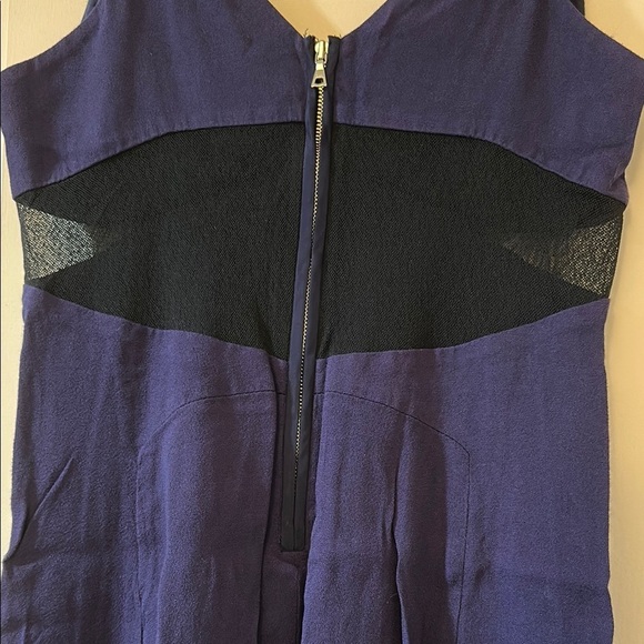 Rebecca Taylor Blue Sheath Mesh Cutout Sleeveless Slit Dress - Picture 6 of 8